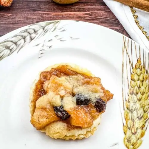 Apple-Cranberry Puff Pastry Tart on a plate.