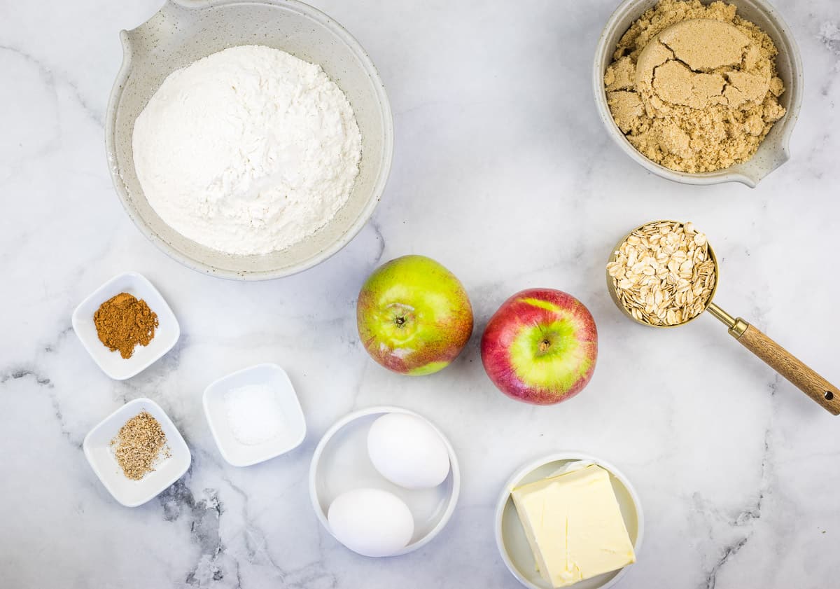 Ingredients to make Brown Butter Apple Blondies.