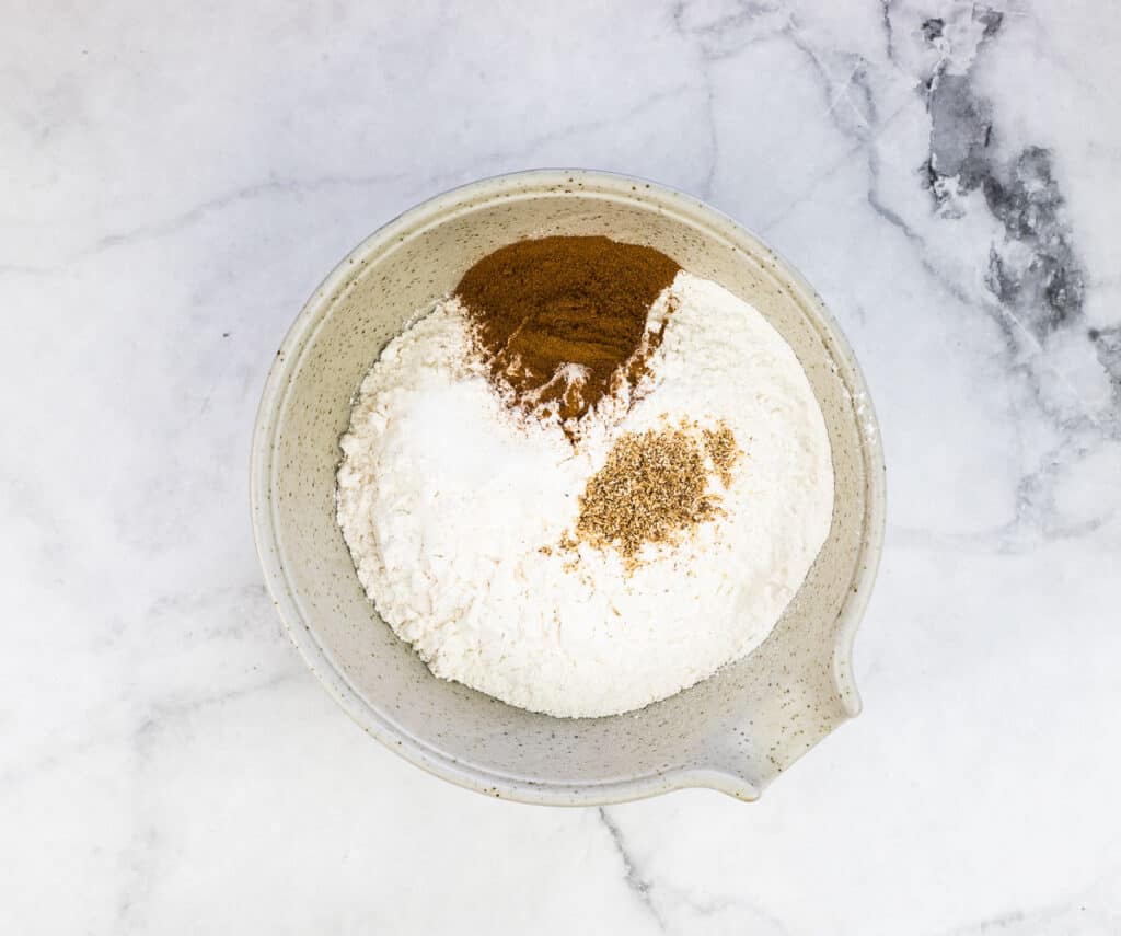 Dry ingredients in a bowl.