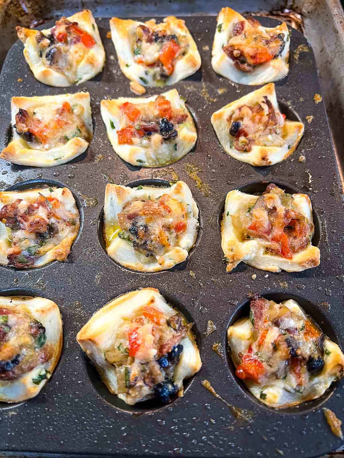 Baked tartlets out of the oven.