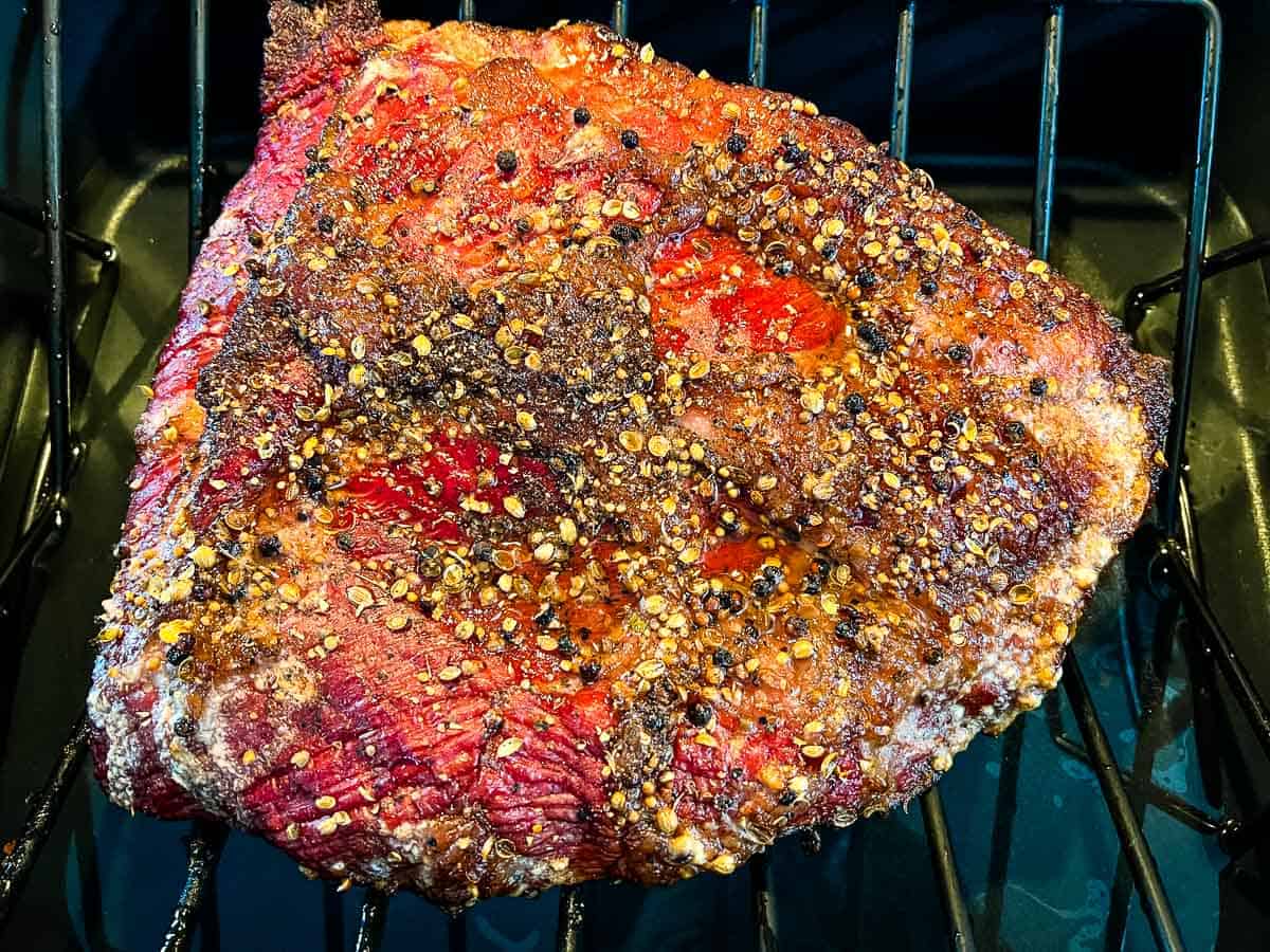 Smoked Montreal Smoked Meat ready to be steamed.