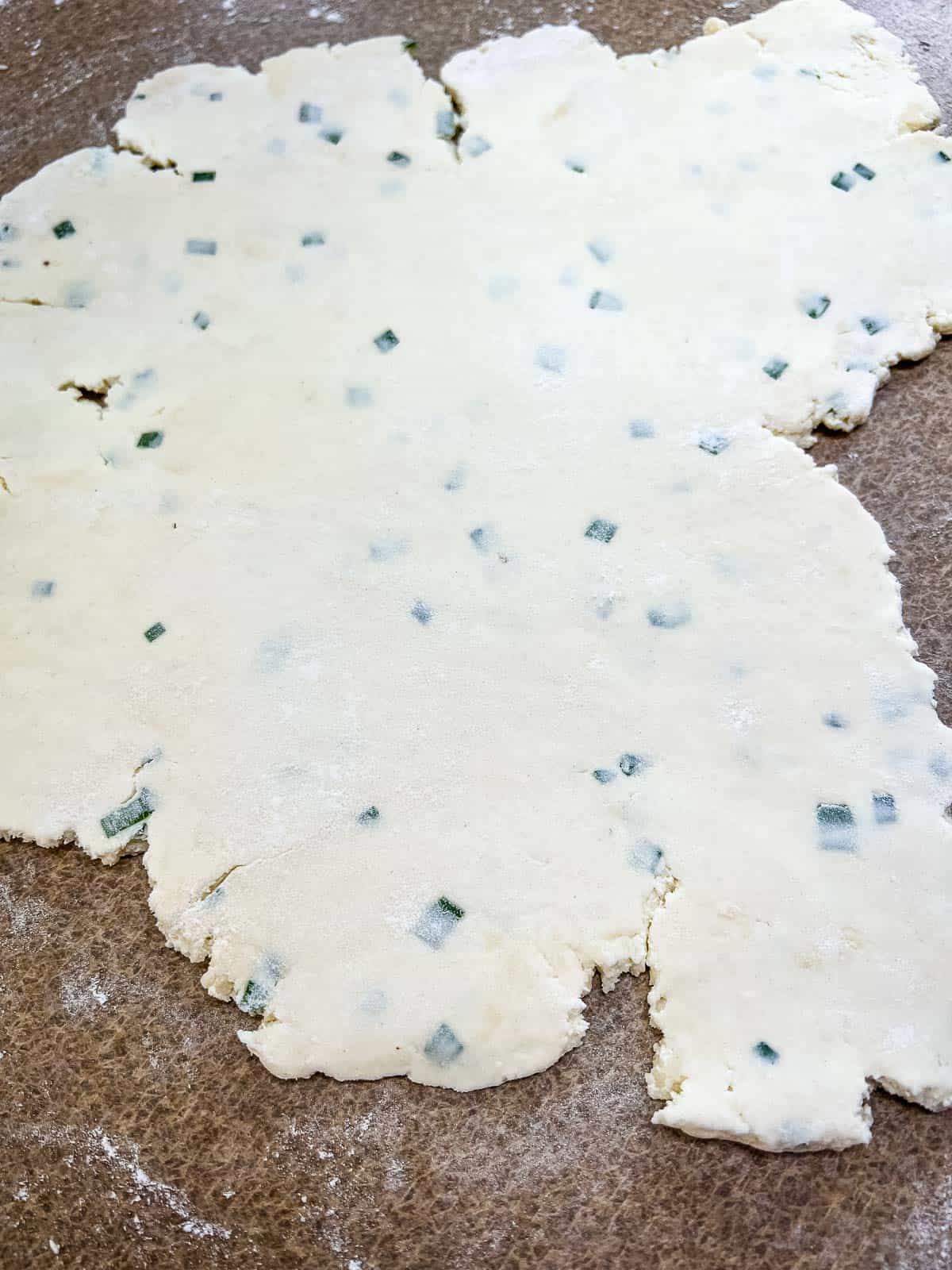 Rolled dough to make Bacon and Mushroom Tartlets.