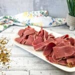 Homemade corned beef on a plate.