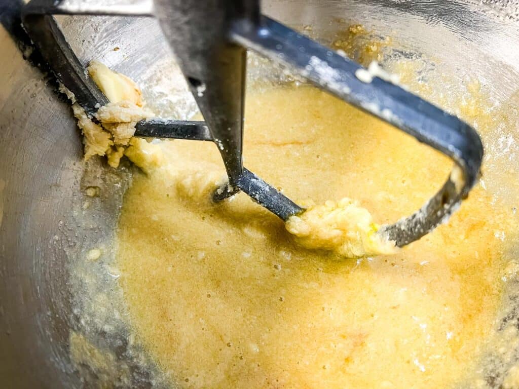 Eggs added to the batter.