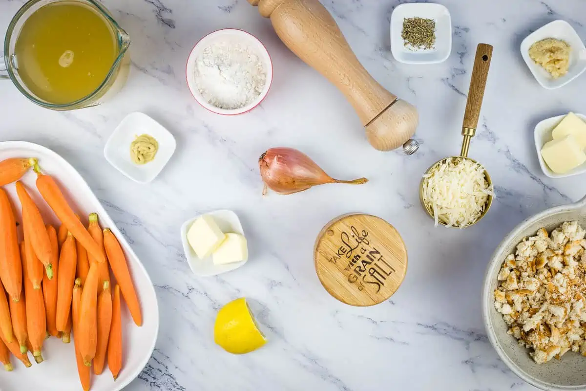 Ingredients to make Carrots au Gratin.