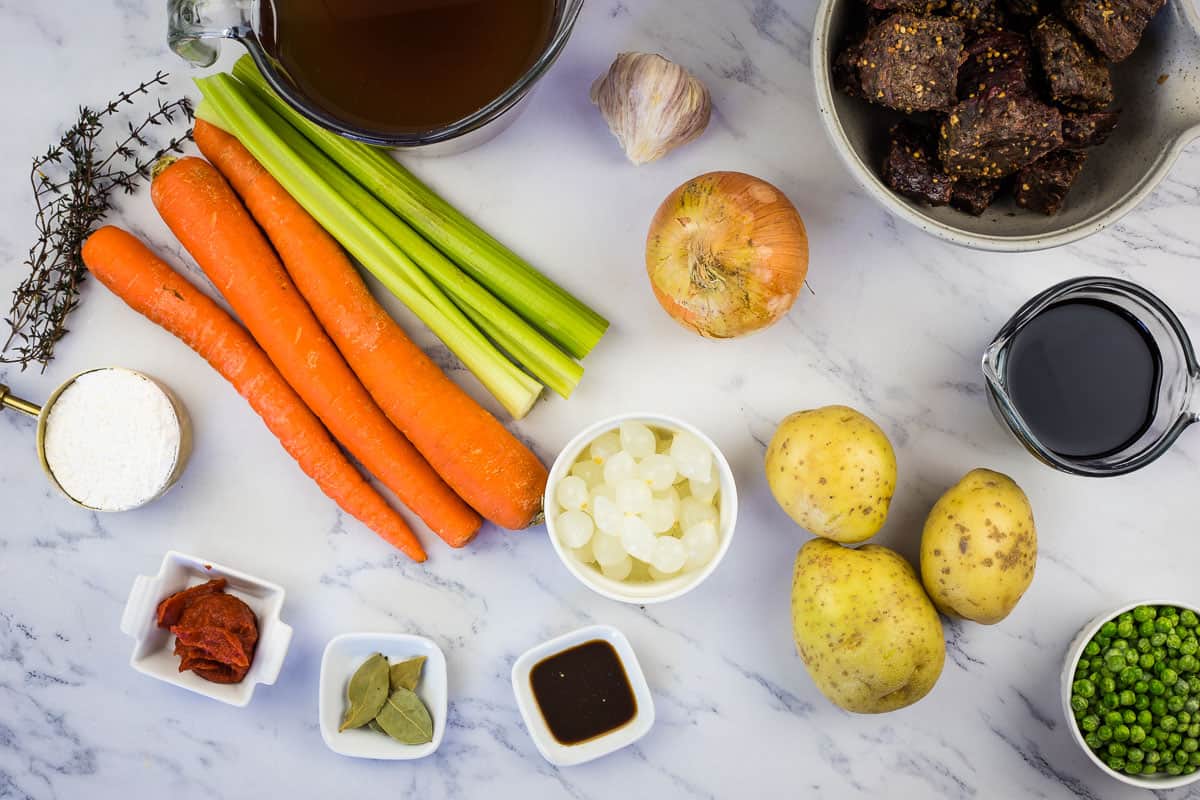 Ingredients to make Smoked Beef Stew.