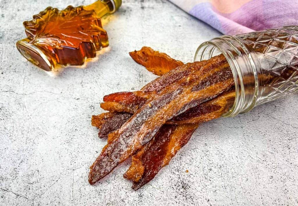 Smoked Candied Bacon ready to eat.