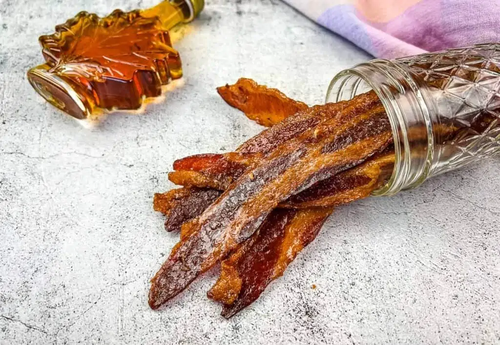 Smoked Candied Bacon ready to eat.