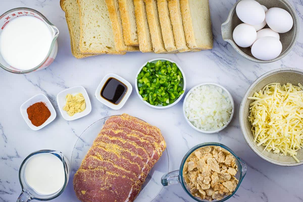 Ingredients to make Christmas Morning Casserole.