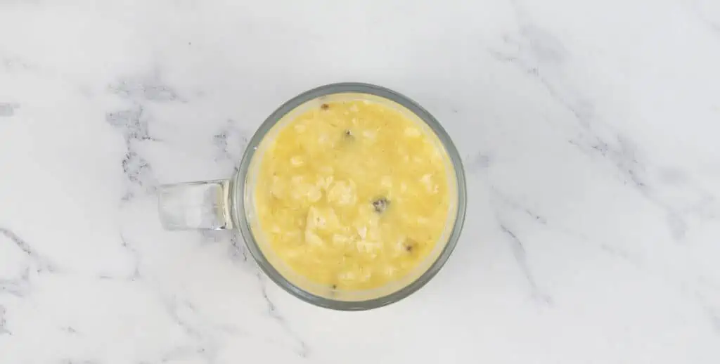 Batter mixed and in the mug ready for cooking.