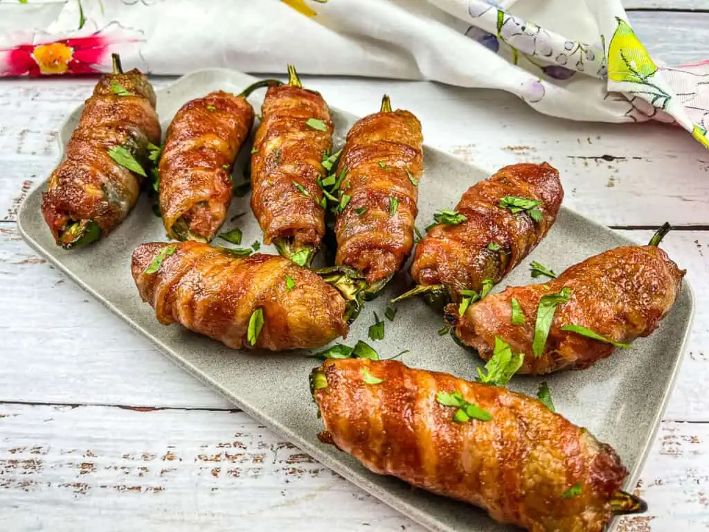 Pork Stuffed Smoked Jalapeno Poppers on a plate.