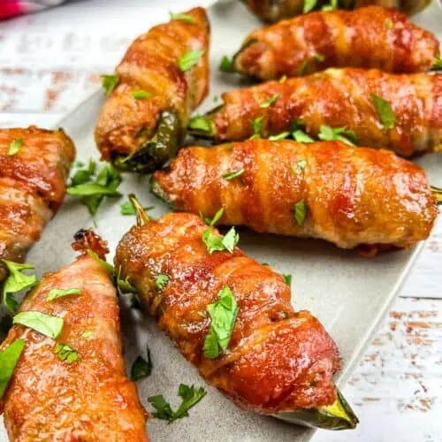 Pork Stuffed Smoked Jalapeno Poppers on a plate.