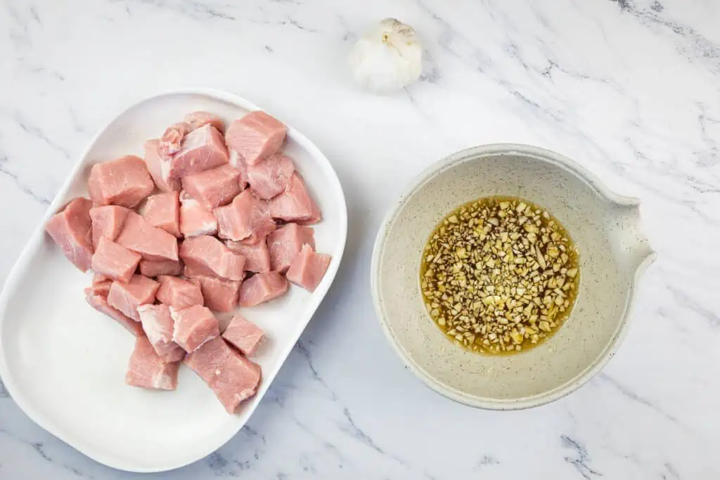 Mixed marinade waiting to be tossed with the pork.