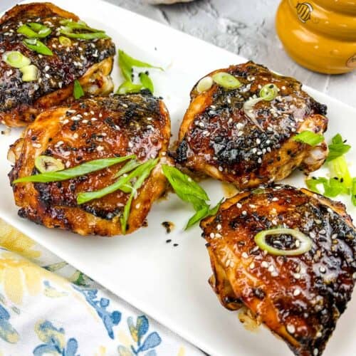 Air Fryer Honey Garlic Chicken on a platter.