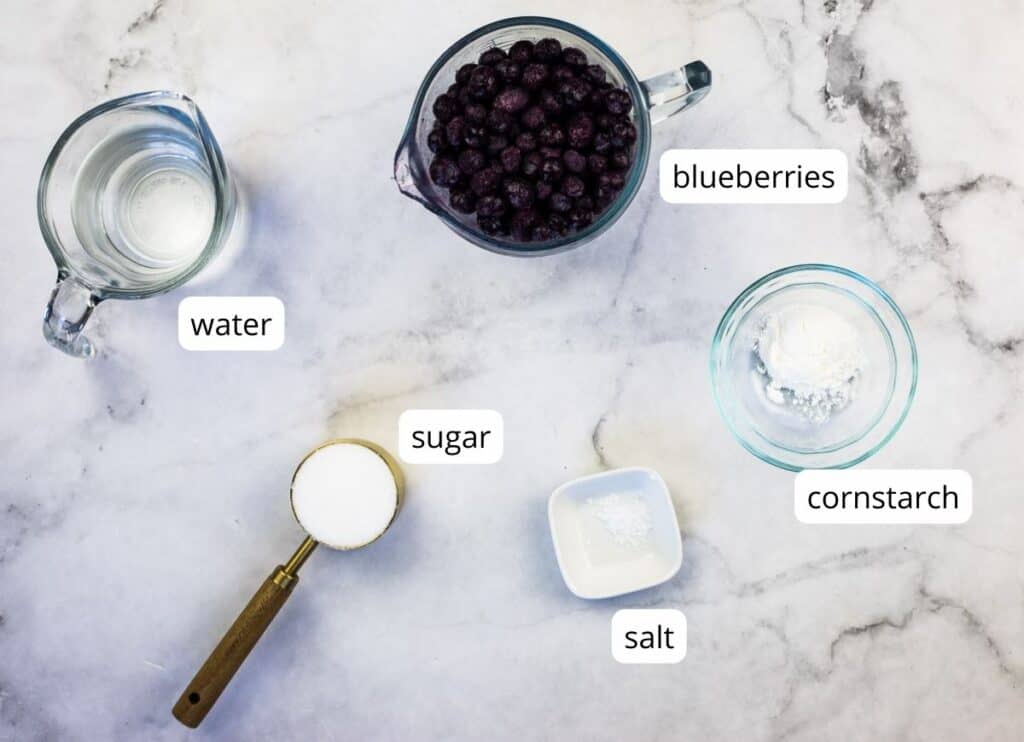 Blueberry sauce labeled ingredients.