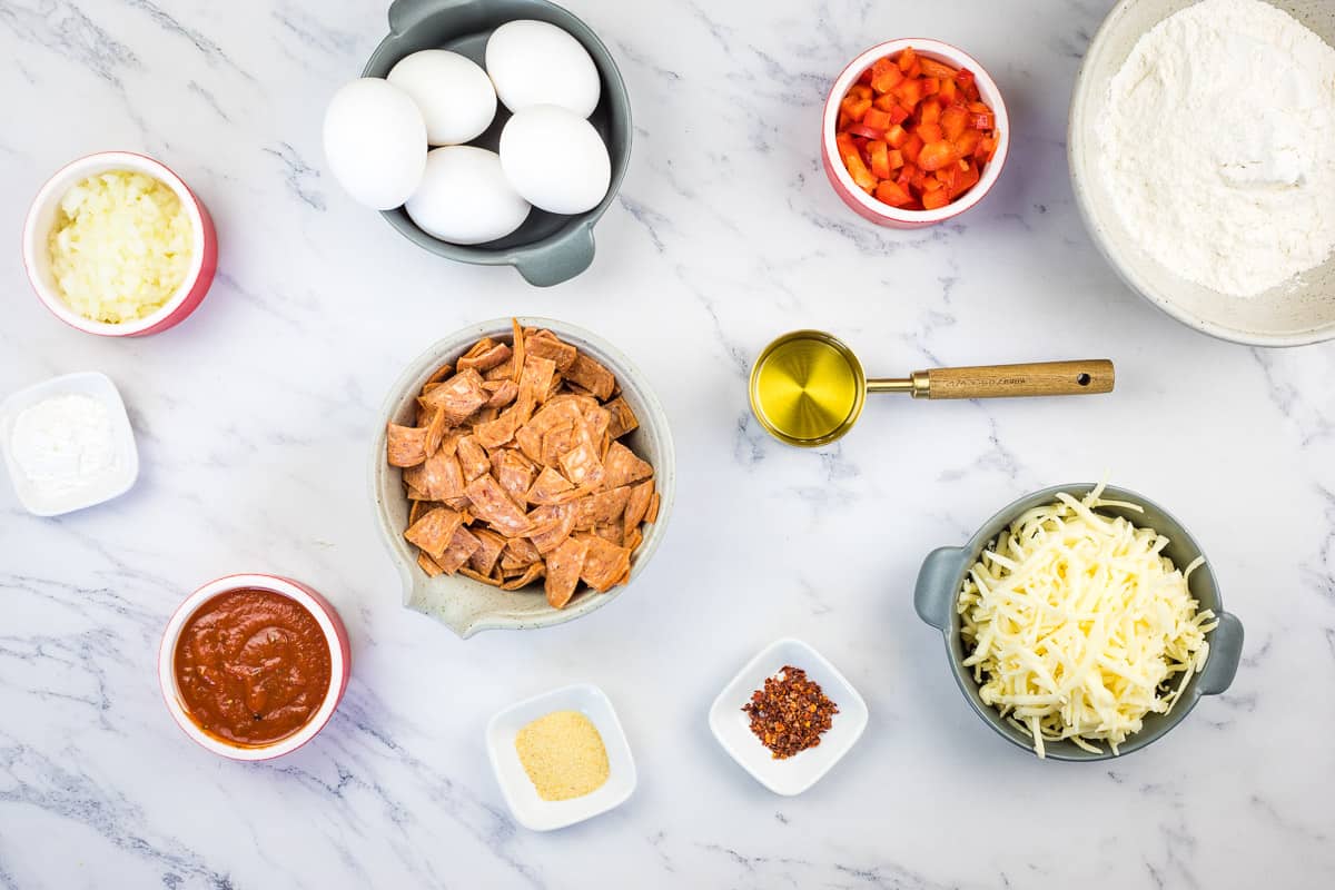 Ingredients to make Pizza Muffins.