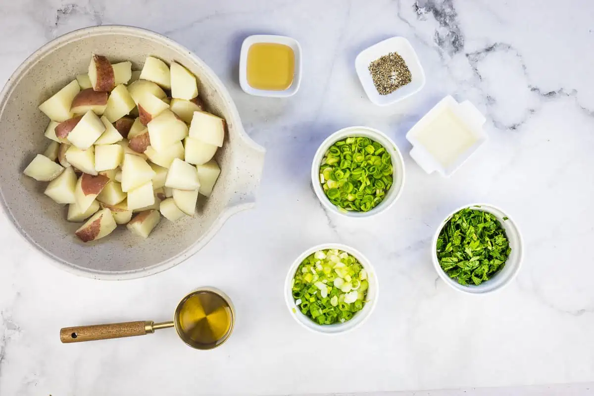 Ingredients to make Potato Salad with Herbs