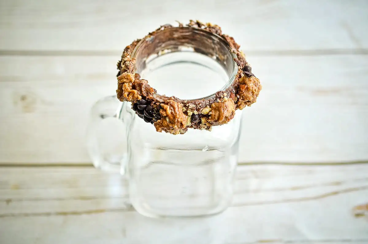 Cookie dough balls added to the rim of the glass.