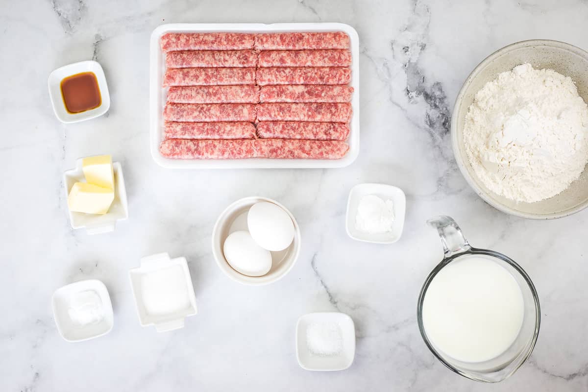 Ingredients to make Pancake and Sausage Bites.