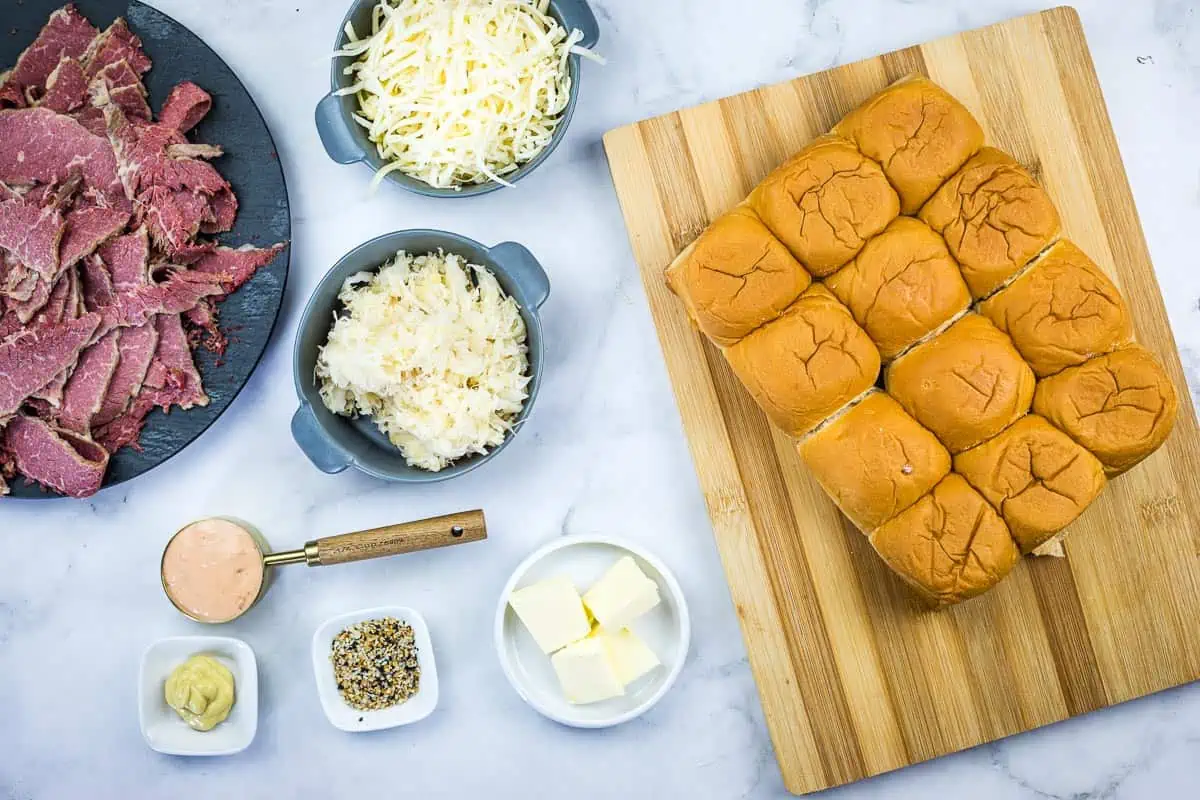 Ingredients to make Reuben Sliders.