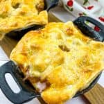 Two Leftover Roast Beef Pot Pies on a board.