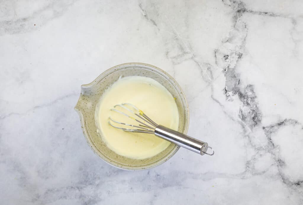 Mixed mustard sauce in a bow.