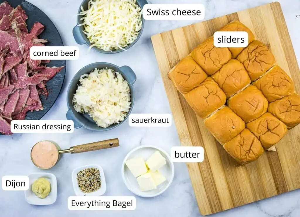 Reuben Sliders labeled ingredients