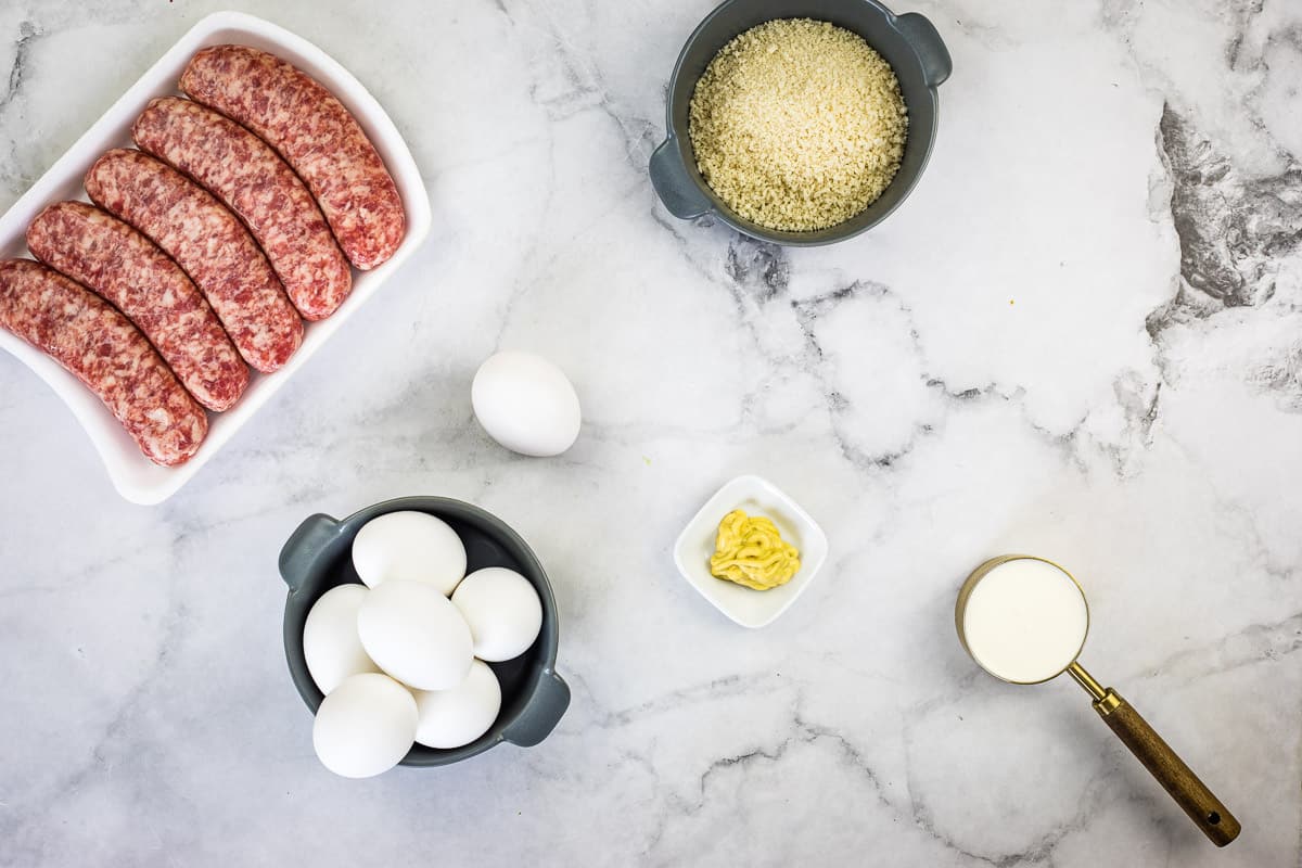 Ingredients to make Scotch Eggs.