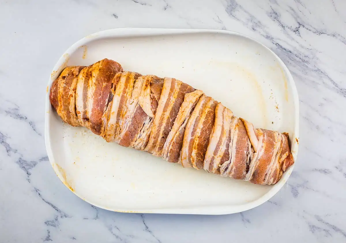 wrap the tenderloin in bacon.