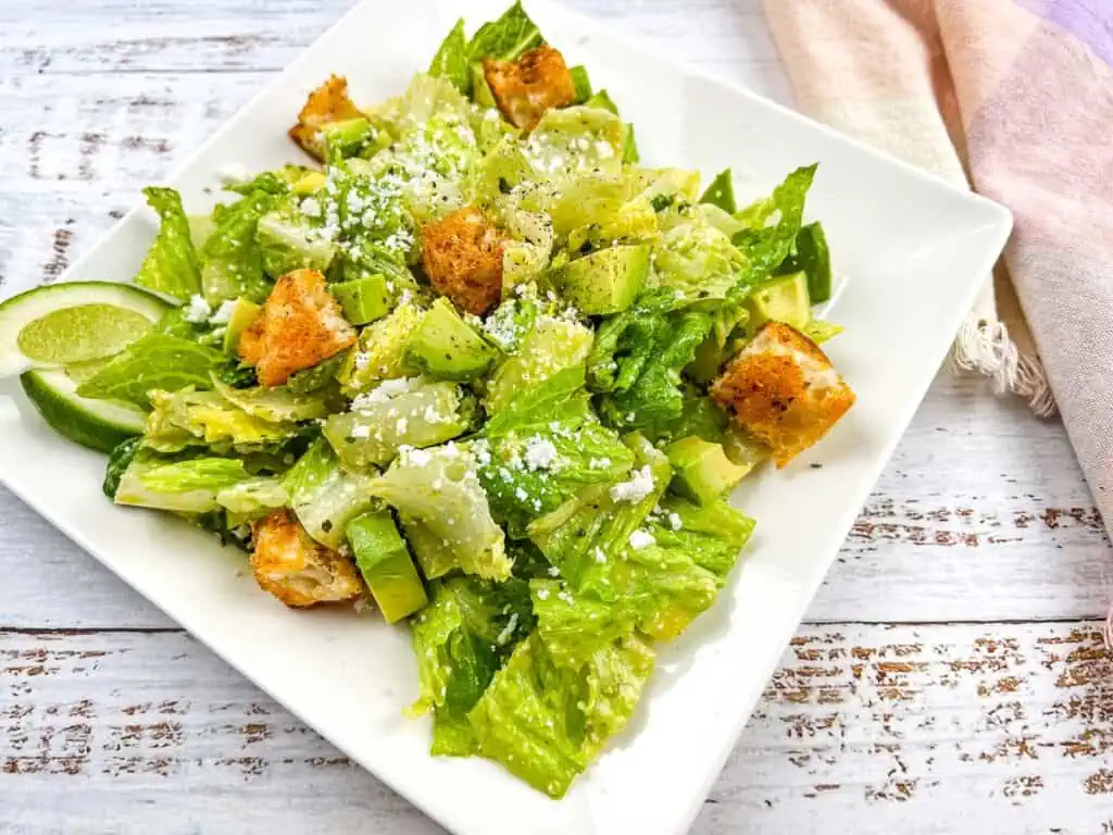 A side view of a Tex-Mex Caesar Salad