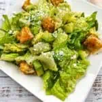 Tex-Mex Caesar Salad on a square plate.