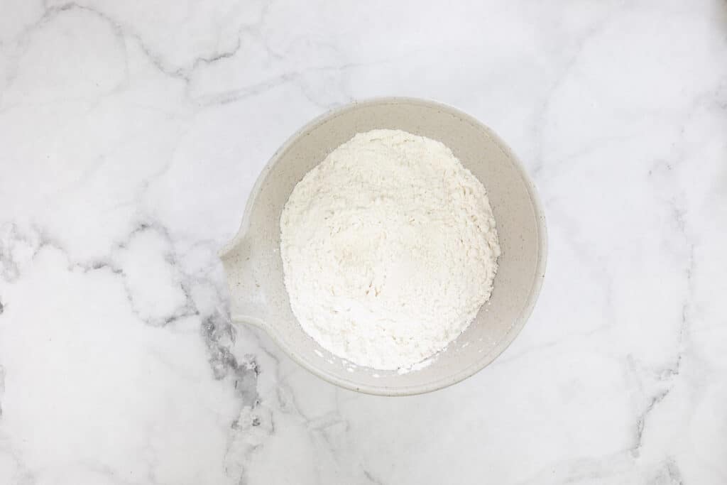 Mixed dry ingredients in a bowl.