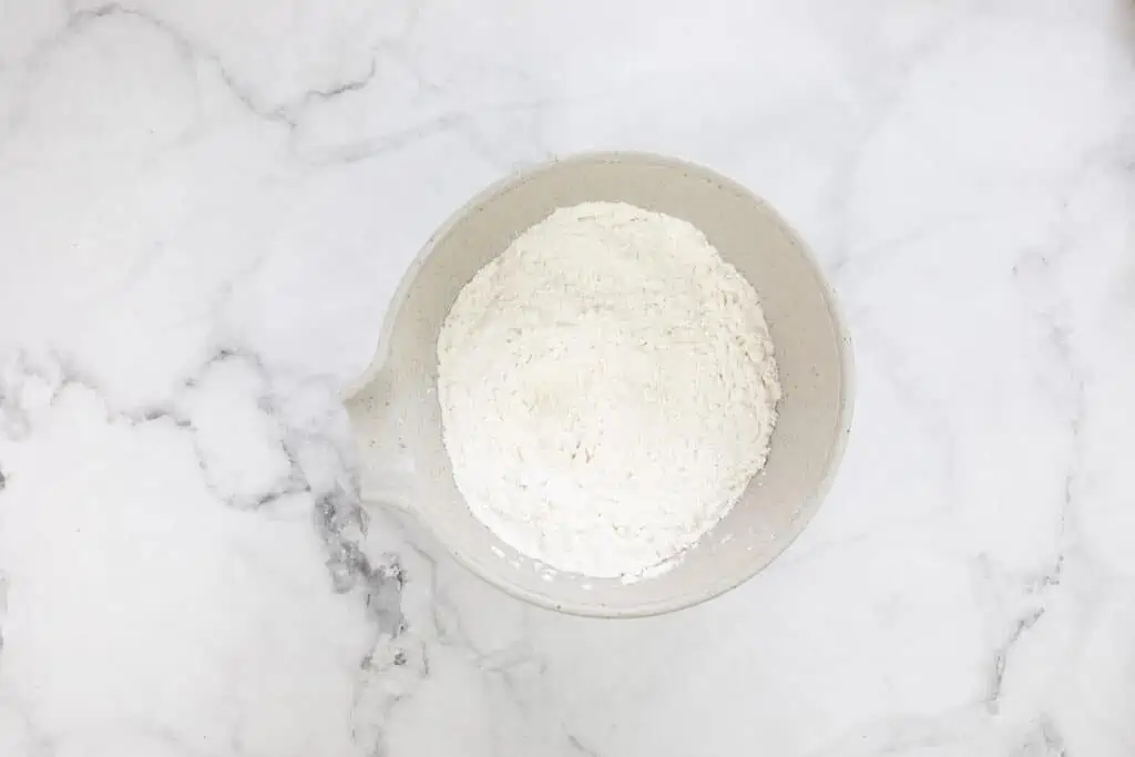 Mixed dry ingredients in a bowl.