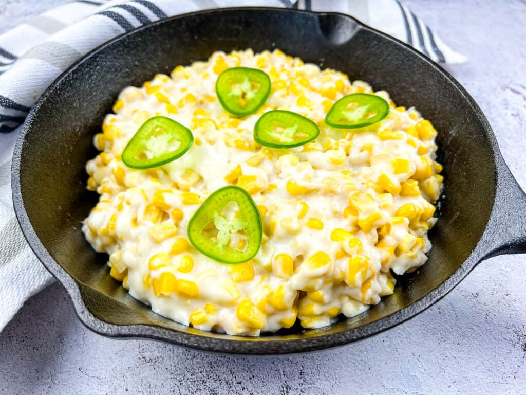 A closeup image of Smoked Creamed Corn.
