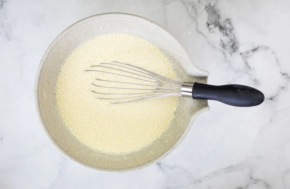 Mixed custard in a bowl.