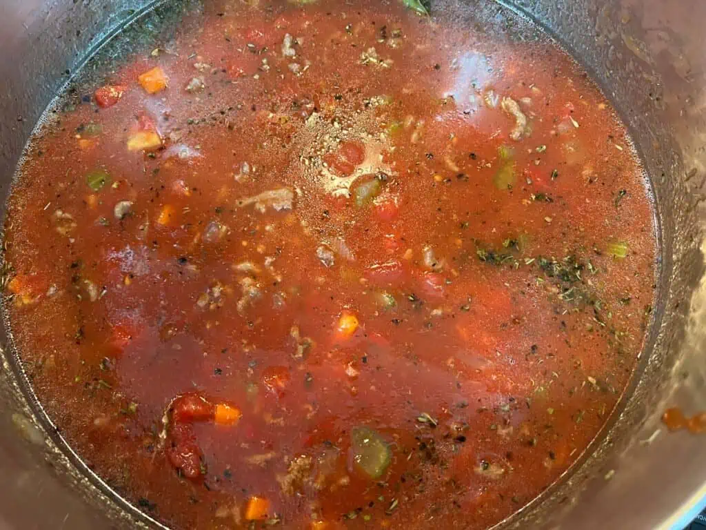 Add the liquid and simmer.