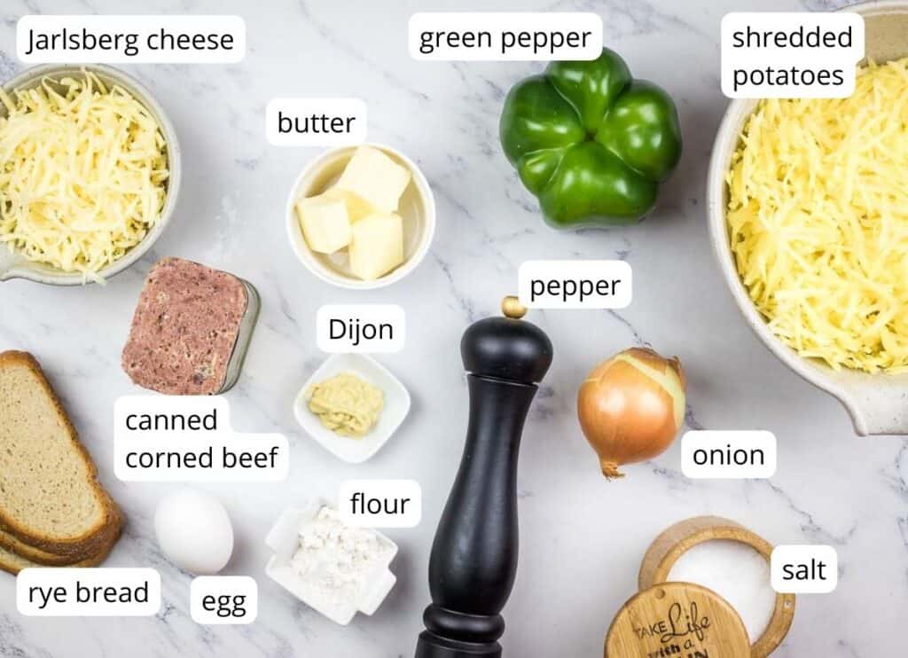 labeled ingredients to make Canned Corned Beef Hash.