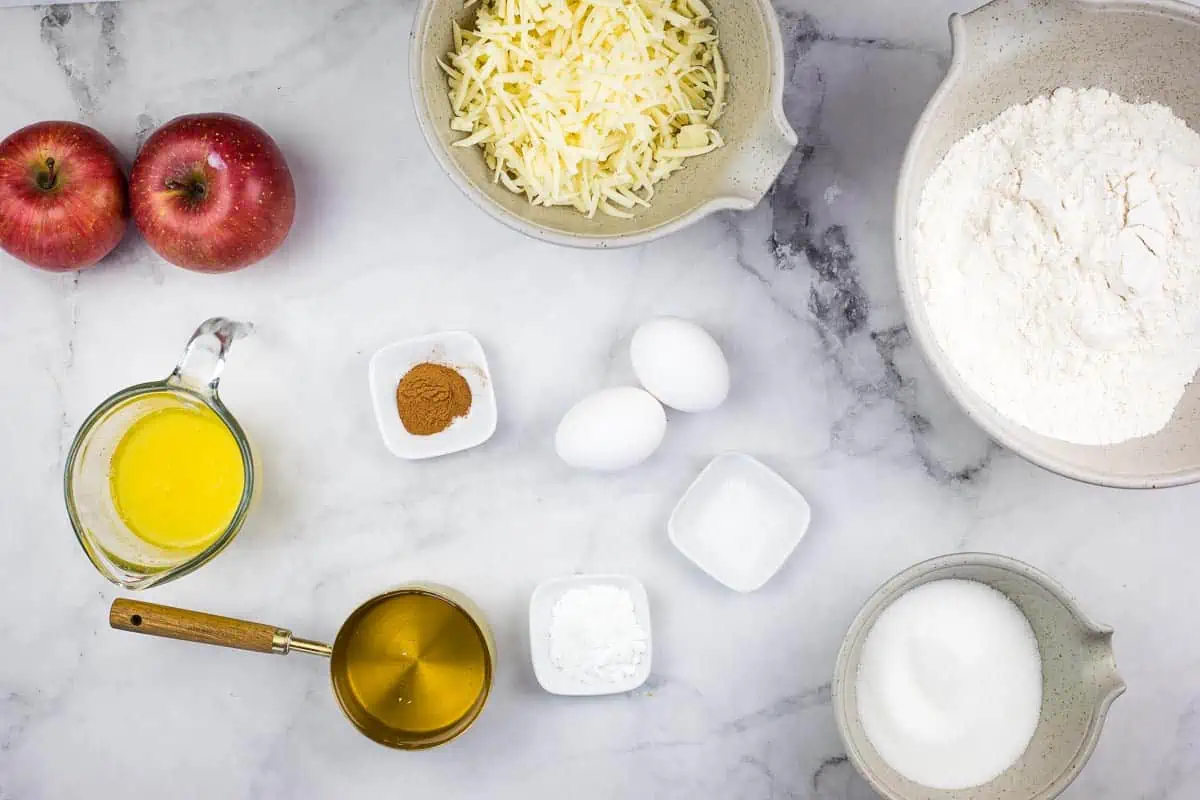 Ingredients to make Apple Cheddar Muffins.