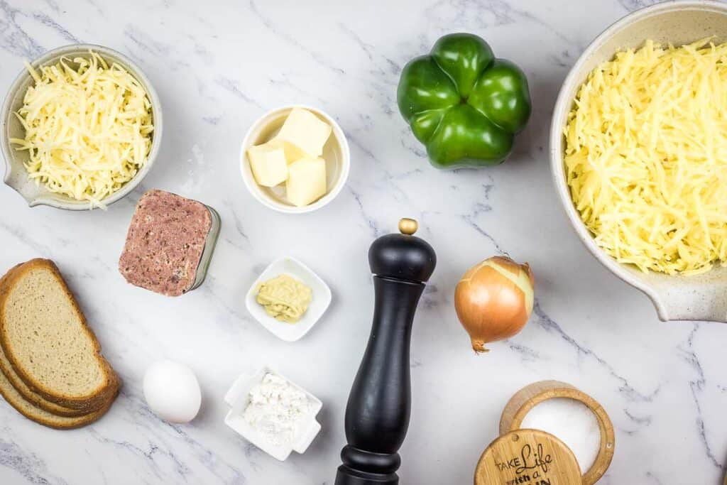 Ingredients to make Corned Beef Hash Casserole.