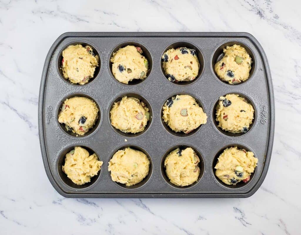 Filled muffin tin.