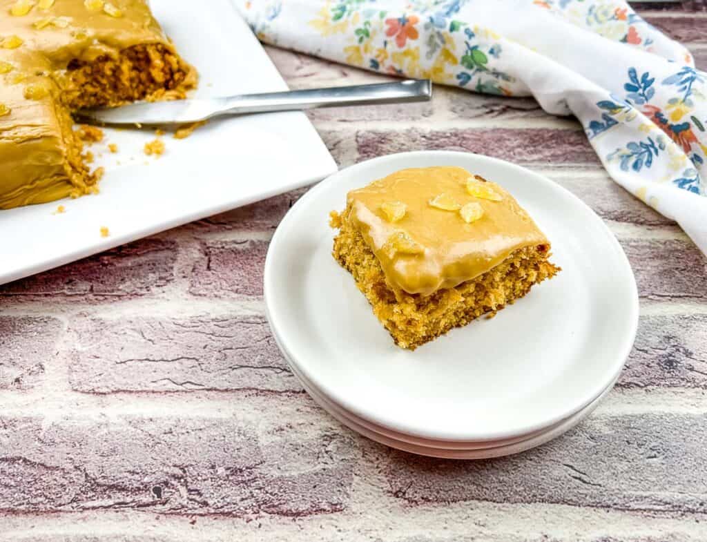 Triple Ginger Cake on a white plate.