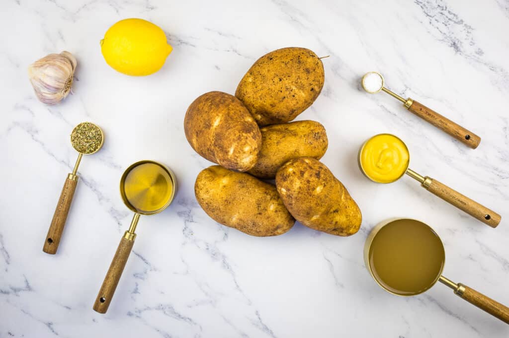 Ingredients to make Greek Lemon Potaotes.