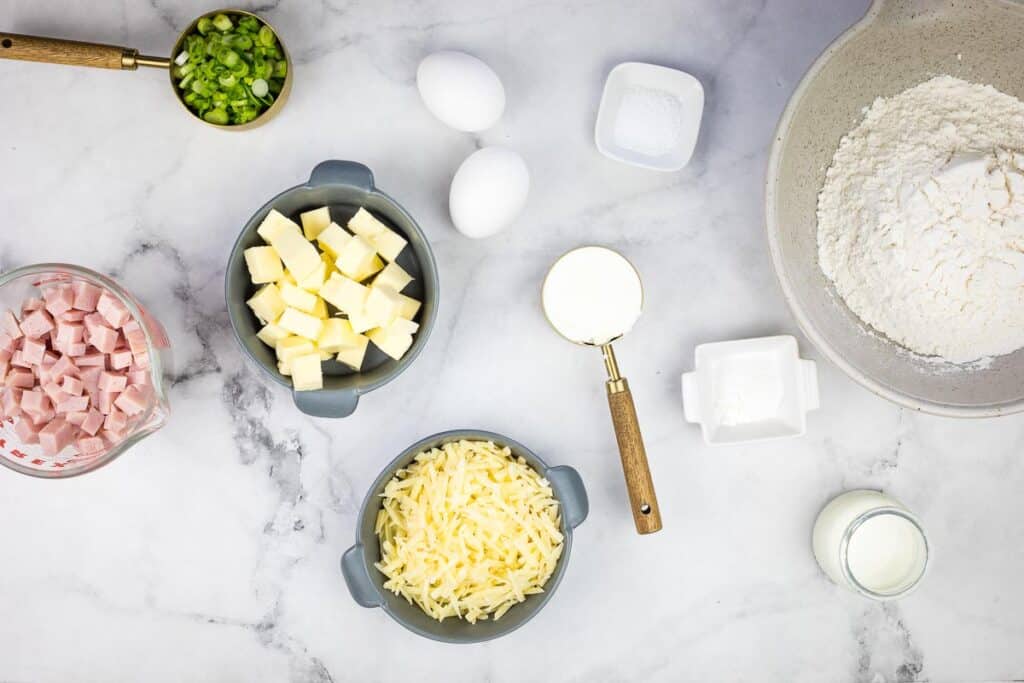 Ingredients to make Ham & Cheese Scones.