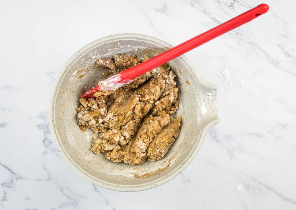 Mixing streusel topping.