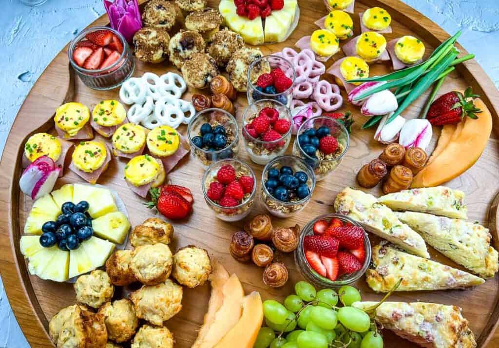 Horizontal shot of mother's day brunch platter.