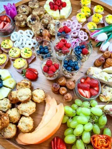 Vertical shot of mother's day brunch platter.