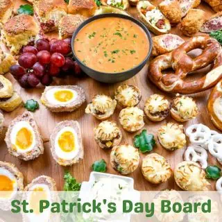 A side shot of a St. Patrick's Day Snack Board.