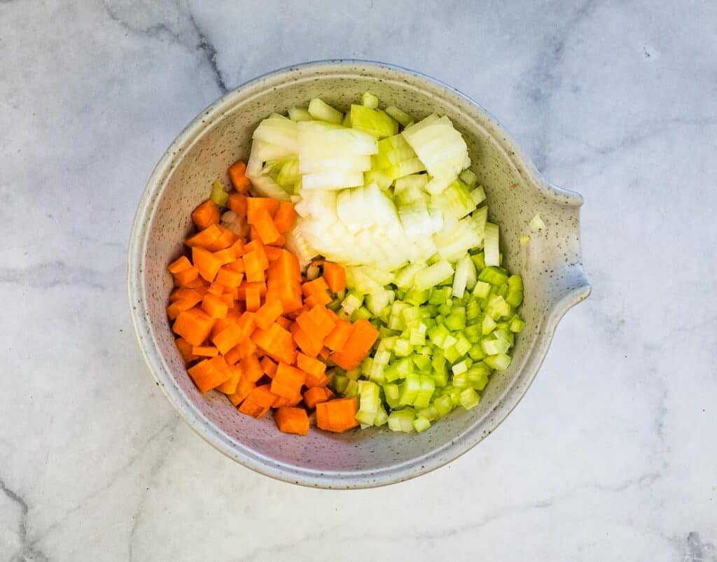Chopped vegetables.