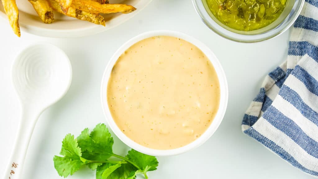 A top down shot of copycat animal sauce in a bowl.