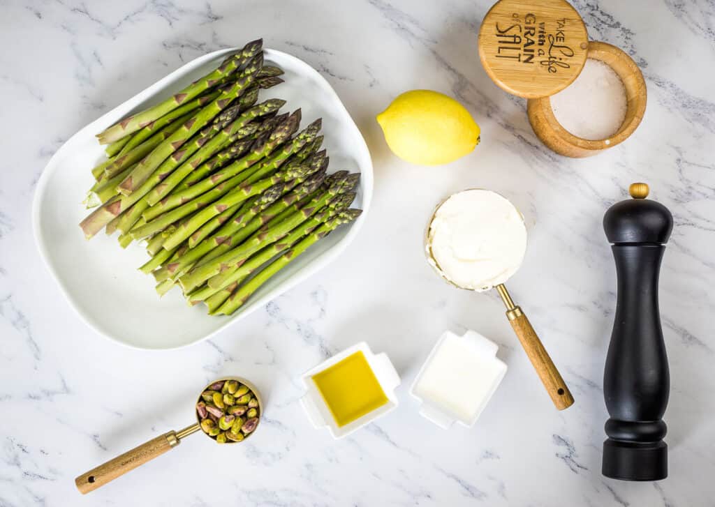 Ingredients to make Oven Roasted Asparagus with Mascarpone.